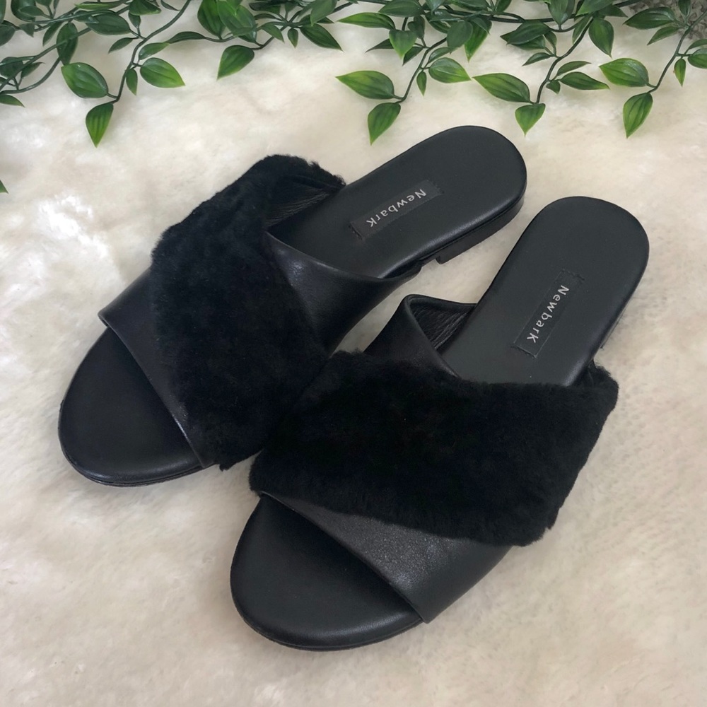 NewBark Shearling Leather Yasmin Slides - Picture 3 of 7
